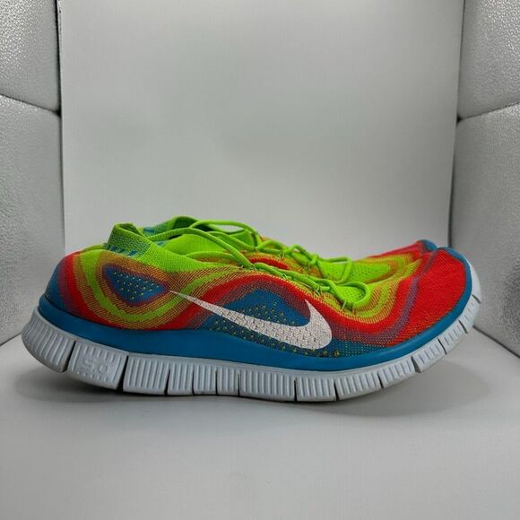 Nike Free Flyknit 5.0 Shoes Mens Size 11.5 Rainbow Running Trainer 615805-316 - Picture 1 of 11